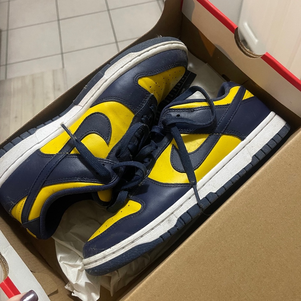 Nike navy blue and yellow sneakers